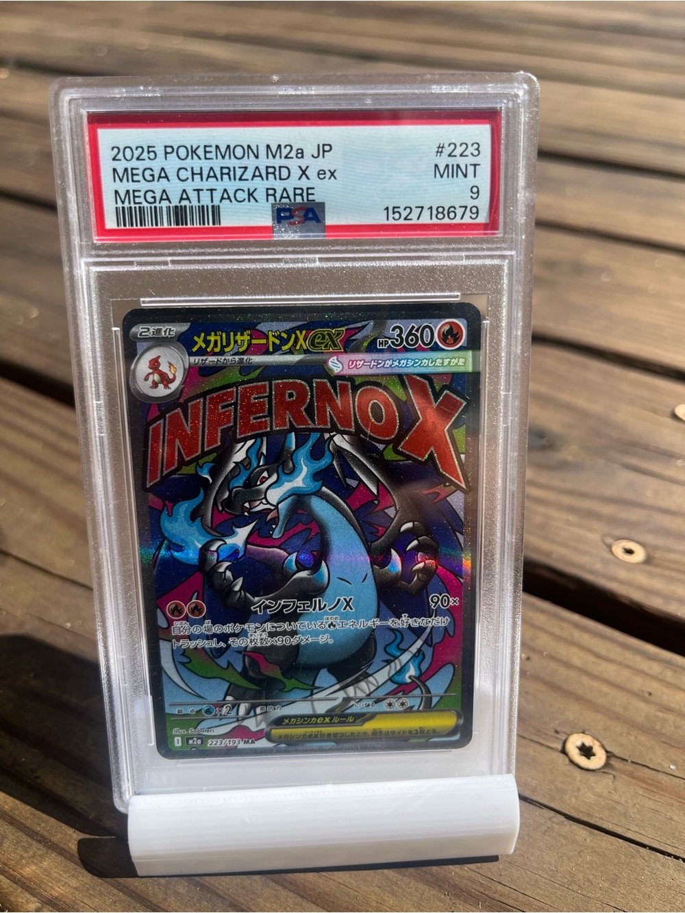 Pokemon Mega Charizard X EX Holographic Card - Blue/Black/Purple